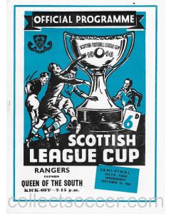 1960 Scottish League Cup Semi Final Rangers v Queen of the South Official Football Programme 