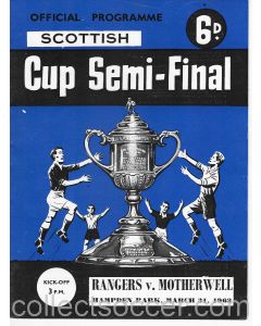 1962 Scottish Cup Semi Final Rangers v Motherwell Official Football Programme