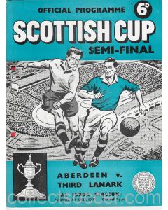 1959 Scottish Cup Semi Final Aberdeen v Third Lanark Official Football Programme - Hole Punched