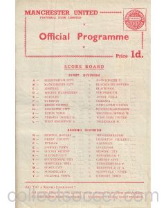 Manchester United Reserves v Burnley Reserves 29/11/1958 Official Football Programme