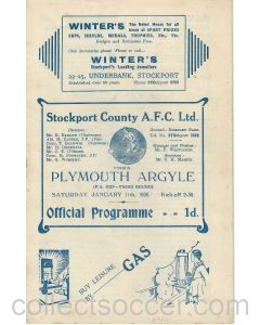 Stockport County v Plymouth Argyle  FA Cup 3rd Round 11/1/1936 Football Programme