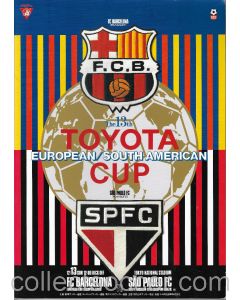 1992 Club World Cup / Toyota Cup Barcelona v Sao Paulo Football Programme
