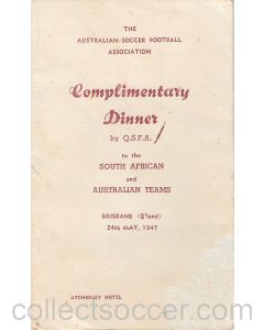 Rare Menu Australia v South Africa Football 24/5/1947 