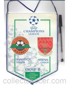 2000-2001 Champions League pennant Shakhtyor Donetsk v Arsenal