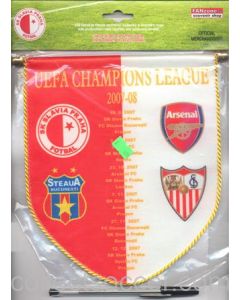 2007-2008 Champions League pennant Arsenal, Sevilla, Slavia Prague and Steaua