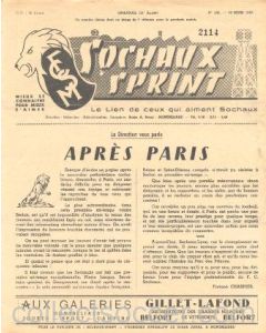 1957 Sochaux, France Official Programme Sochaux Sprint of 10/03/1957