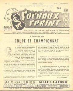 1957 Sochaux, France Official Programme Sochaux Sprint of 17/02/1957