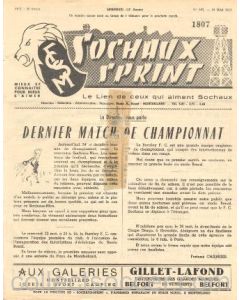 1957 Sochaux, France Official Programme Sochaux Sprint of 19/05/1957