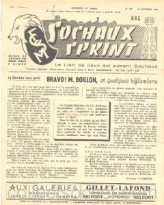 1956 Sochaux, France Official Programme Sochaux Sprint of 23/12/1956