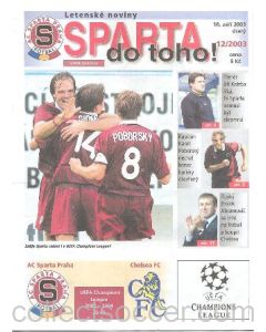 2003 Spatra Prague programme of December 2003, introducing the team and its most important matches in season 2003-2004