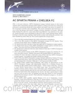 Sparta Prague v Chelsea official press pack 16/09/2003 Champions League