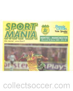 Sport Mania newspaper of 20/09/2002 covering Nantes v Manchester United