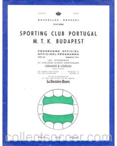 1964 Sporting Club Portugal v M.T.K. Budapest official programme 13/05/1964 European Cup