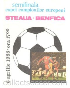 1988 Steaua, Bucurest, Romania v Benfica official programme 06/04/1988 Champions League