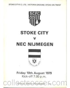 Stoke City v NEC Nijmegen official programme 10/08/1979, with a newspaper cutting