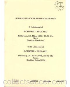 Switzerland v England press pack 25/03/1998