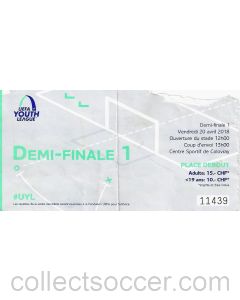 2018 UEFA Youth League Semi Final Ticket - Chelsea v Porto. Ticket is substandard which means it may have a tear, small rip, be marked with pen or another fault. 