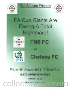 Total Network Solutions v Chelsea poster about a pre-season friendly match on 09/08/2002