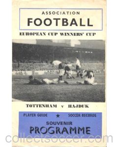 1968 Tottenham Hotspur v Hajduk, Split, Croatia unofficial programme 1967-1968, a pirate