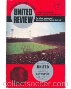 1967 Charity Shield Programme Manchester United v Tottenham Hotspur