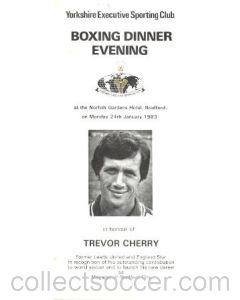 Yorkshire Executive Sporting Club Boxing Dinner Menu of 24/01/1983 In Honour of Trevor Cherry