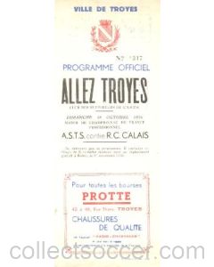 1936 Troyes St. Savine v Calais official programme 18/10/1936 issue of Allez Troyes Supporters Club