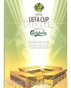 2001 Liverpool v Deportivo UEFA Cup Final in Dortmund, Germany on 16/05/2001 a set of a TV media pack, a teamsheet, half time and full time report set and a VIP Guide