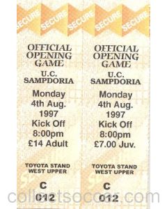 In the USA - University of Cincinnati v Sampdoria tickets 04/08/1997