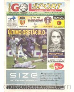 Gol Sport newspaper, covering the match Valencia v Leeds United 08/05/2001
