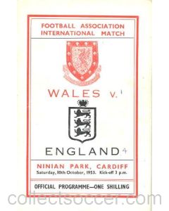 1953 Wales v England official programme 10/10/1953