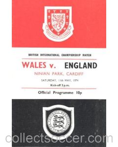 1974 Wales v England official programme 11/05/1974