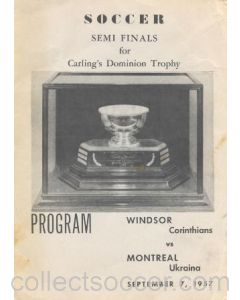 1957 Windsor Corinthians v Montreal Uktaina official programme 07/09/1957 Semi-Final for Carling Dominion Trophy