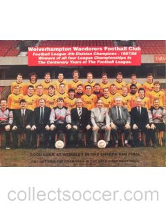 Wolverhampton Wanderers colour team photograph of 1987-1988 on a magazine page