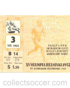 15th Olympics Helsinki 1952 Ticket Horse Riding 03/08/1952