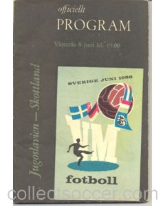 1958 World Cup Programme Yugoslavia v Scotland 08/06/1958