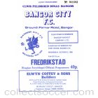 Bangor City v Fredrikstad Football Programme for the match played on the 2nd October 1985 in the European Cup Winners Cup First Round Second Leg.