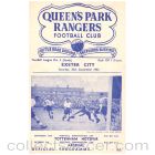 Queen's Park Rangers v Exeter City Football Programme in mint condition for the match played on the 26th September 1953.