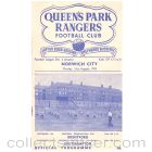 Queen's Park Rangers v Norwich City Football Programme for the match played on the 31st August 1953 in mint condition.