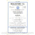 Wealdstone v Hendon official programme 12/03/1966 London Senior Cup 3rd Round Replay