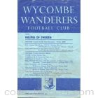 Wycombe Wanderers v Halmia Sweden official programme 18/10/1966 Friendly