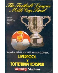 1982 Milk League Cup Final Programme Liverpool v Tottenham Hotspur