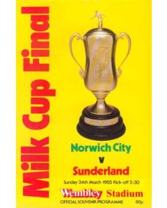 1985 League Cup Final Programme Norwich City v Sunderland