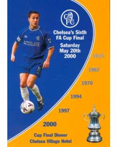 2000 FA Cup Final Chelsea Winners Banquet Menu 20/05/2000