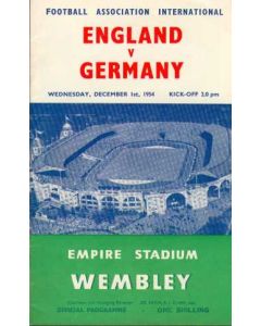 1954 England V Germany Programme 01/12/1954