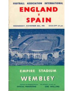 1955 England V Spain Programme 30/11/1955