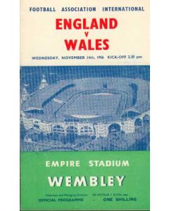 1956 England V Wales Programme 14/11/1956