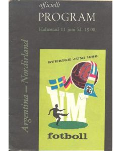 1958 World Cup Programme Argentina v Northern Ireland 11/06/1958