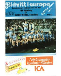 1987 UEFA Cup Final Official Programme Gothenburg v Dundee United 1st Leg