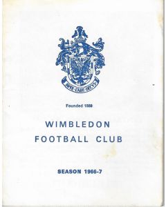 Wimbledon V Cambridge United 25/02/67 football programme
