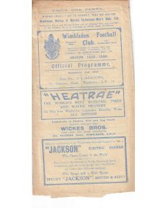 Wimbledon v Epsom Town FA Cup 2/11/1929